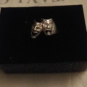 Vtg Sterling 925 DRAMA MASK Ring